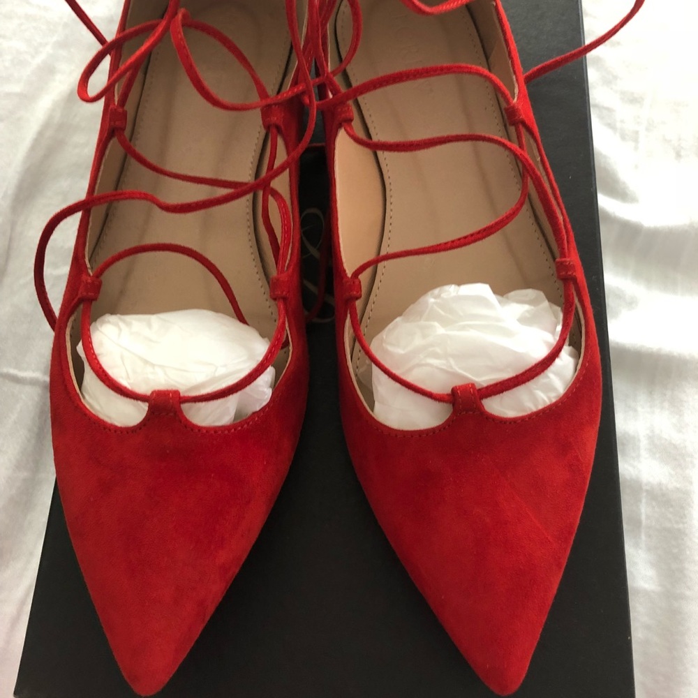 Jcrew suede lace-up flats